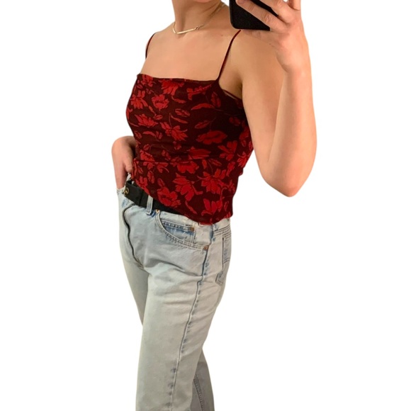 ASTR THE LABEL Reversible Burgundy Red Floral Spaghetti Strap Camisole Tank Top - Picture 12 of 16